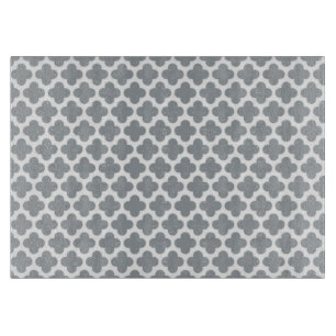 Graues Quatrefoil Glasschneiden-Brett Schneidebrett