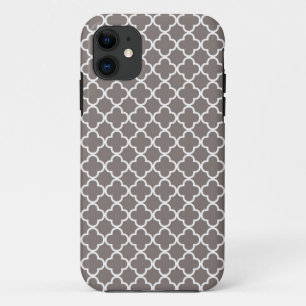 Graues Quatrefoil Muster iPhone 11 Hülle