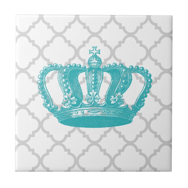 GRAUES QUATREFOIL MUSTER DER GIRLY AQUA-VINTAGEN FLIESE (Vorderseite)