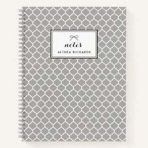 Graues Quatrefolienmuster Personalisiertes Noteboo Notizbuch