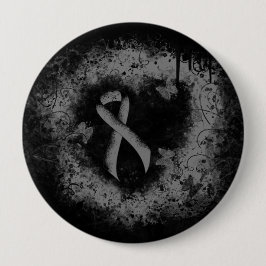 Graues Ribbon Grunge Herz Button