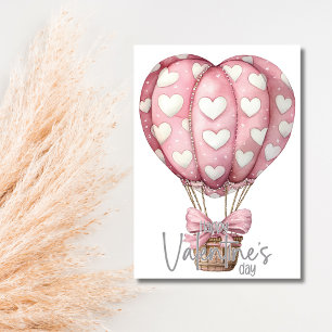 Graues rosa Herzballon Frohen Valentinstag Feiertagskarte