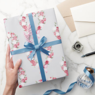 Graues Rosa Rosenblütenherz Brautparty Geschenkpapier