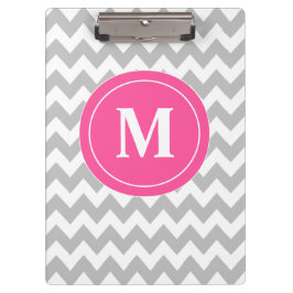 Graues rosa Zickzack personalisiertes Klemmbrett