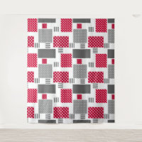 Graues rotes Polka-Dot-Patchwork auf weißem Hinter