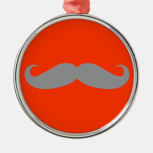 Graues Schnurrbart-Muster Silbernes Ornament (Vorne)