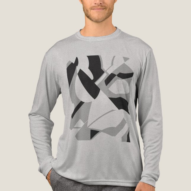 Graues Schwarz, diagonal Art Design Tri-Blend Shirt (Vorderseite)