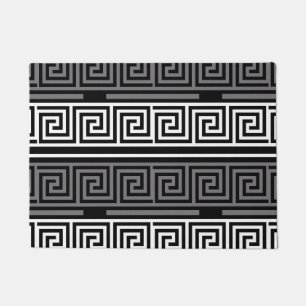 Graues Schwarz-Griechisch-Schlüsselmuster-Design Fußmatte