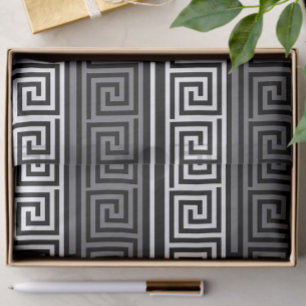 Graues Schwarz-Griechisch-Schlüsselmuster-Design Seidenpapier