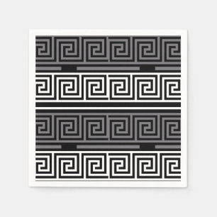 Graues Schwarz-Griechisch-Schlüsselmuster-Design Serviette