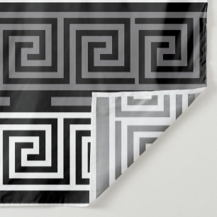 Graues Schwarz-Griechisch-Schlüsselmuster-Design Stoff
