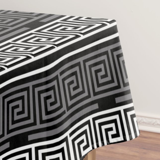 Graues Schwarz-Griechisch-Schlüsselmuster-Design Tischdecke (Von Creator hochgeladen)