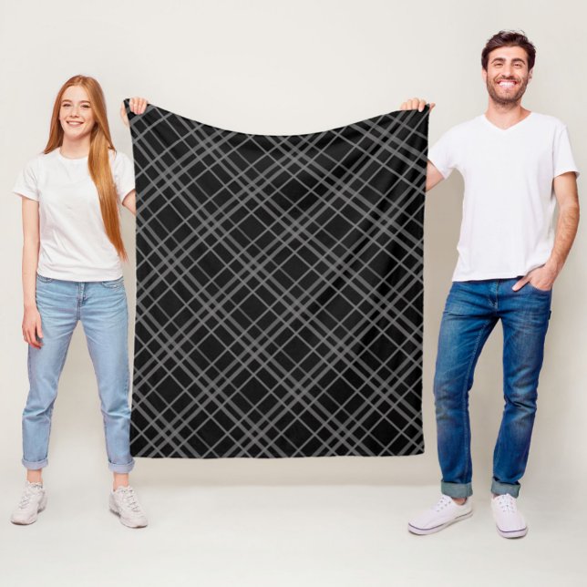 Graues Schwarz-Tartan-Kariertes Muster Fleecedecke (Von Creator hochgeladen)