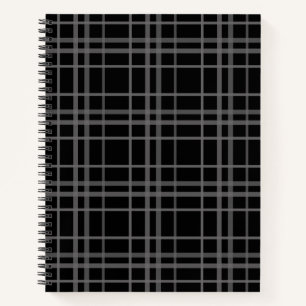 Graues Schwarz-Tartan-Kariertes Muster Notizbuch