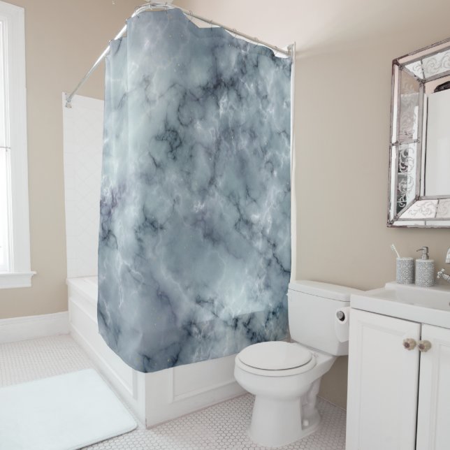 Graues Schwarz-Weiß-Marmor-Muster Duschvorhang (Beispiel)