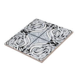 Graues Schwarz-weißes, Abstraktes Muster Fliese