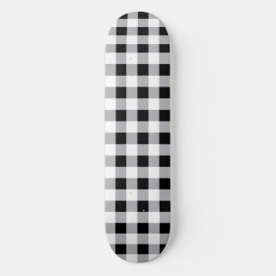Graues Schwarz-weißes Kariertes Karo Muster Skateboard