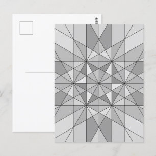 Graues Schwarz-weißes Mosaikdreieck-Retromuster Postkarte