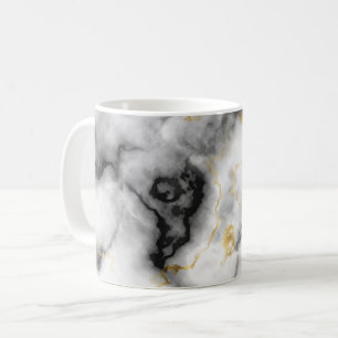 Graues Schwarz-weißes und goldenes Marmormuster Kaffeetasse