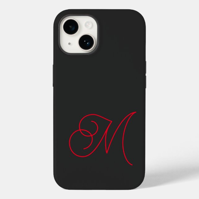Graues Schwarzes Mit Monogramm Klassisches Skript Case-Mate iPhone Hülle (Rückseite)