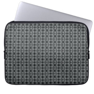 Graues schwarzes Zirkelmuster Silber Laptopschutzhülle