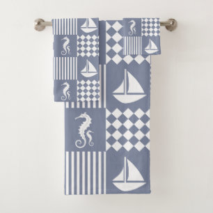 Graues Segelboot Badhandtuch Set