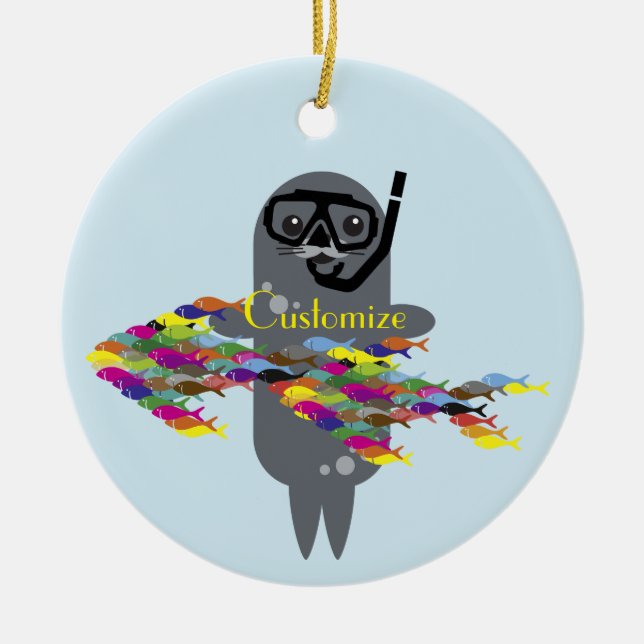 Graues Siegel Thunder_Cove Keramik Ornament (Vorne)