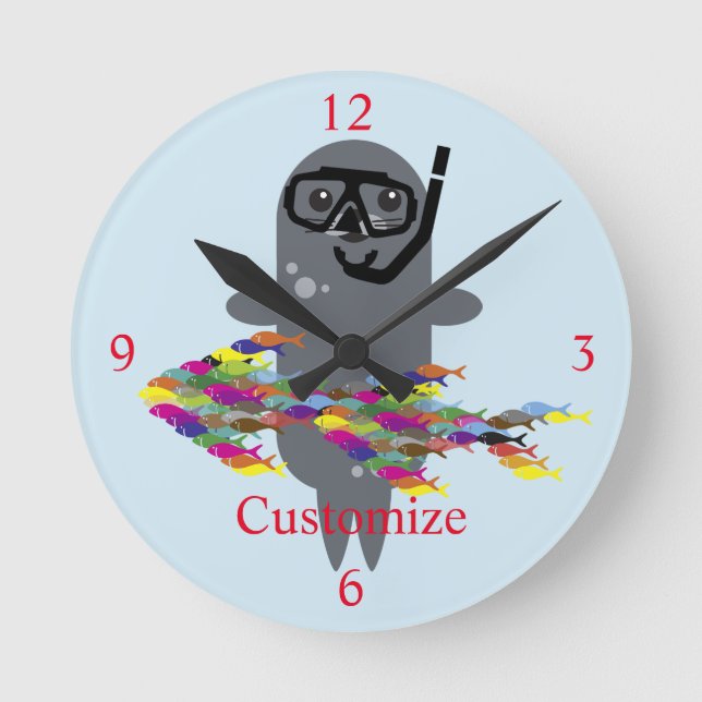 Graues Siegel Thunder_Cove Runde Wanduhr (Vorderseite)