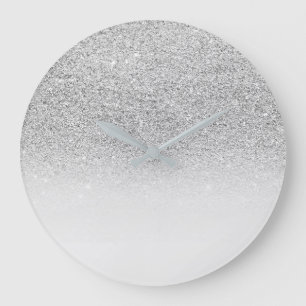 Graues silbernes Sparkl Ombre minimales Große Wanduhr