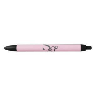 Graues Skript Anfangsmonogramm rosa Kugelschreiber