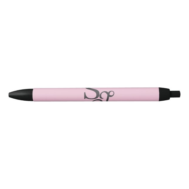 Graues Skript Anfangsmonogramm rosa Kugelschreiber (Vorderseite)