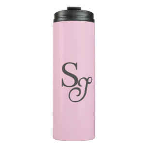 Graues Skript Anfangsmonogramm rosa Thermosbecher