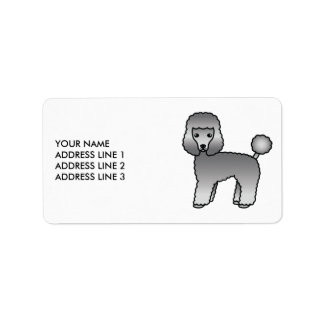 Graues Spielzeug Poodle Niedlicher Cartoon Dog & T Adressaufkleber
