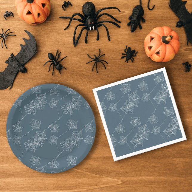 Graues Spinnennetz-Halloween-Party Pappteller (Gray spider web Halloween party Paper Plates
)