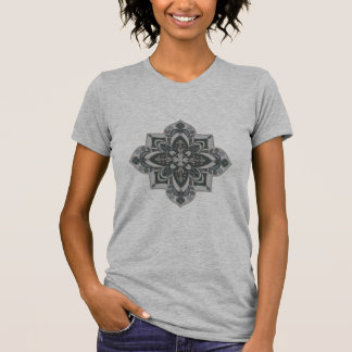 Graues T-Shirt mit einem geometrischen Mandala in