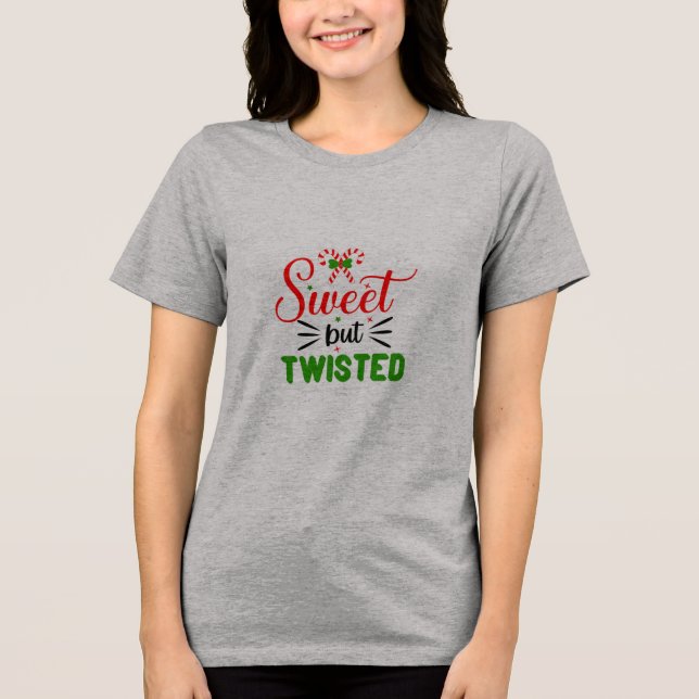 Graues T-Shirt mit halbem Ärmel süß aber verdreht Tri-Blend Shirt (Vorderseite)