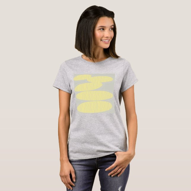Graues T-Shirt mit hellgelbem Scheibendesign (Vorne ganz)