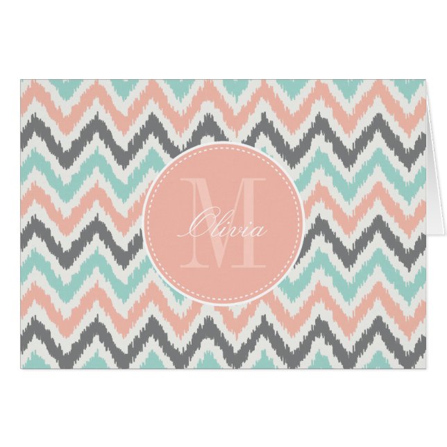 Graues tadelloses Pfirsich-Zickzack Ikat Muster (Vorderseite (Horizontal))