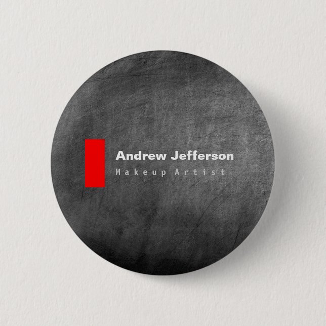 Graues Tafel-Muster Rot Button (Vorderseite)