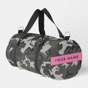 Graues Tarnmuster, Ihr Name, Personalisieren Duffle Bag