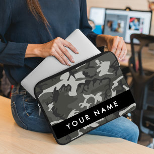 Graues Tarnmuster, Ihr Name, Personalisieren Laptopschutzhülle