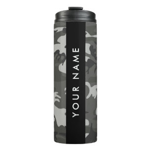 Graues Tarnmuster, Ihr Name, Personalisieren Thermosbecher
