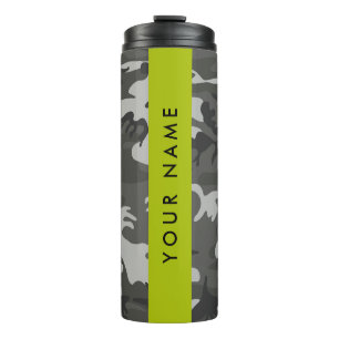 Graues Tarnmuster, Ihr Name, Personalisieren Thermosbecher