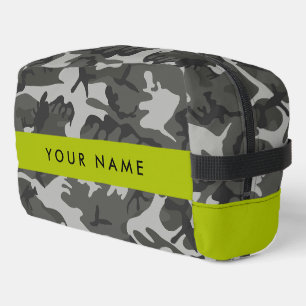 Graues Tarnmuster, Ihr Name, Personalisieren Waschbeutel
