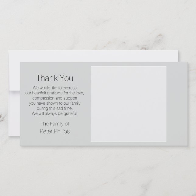 Graues Template Beileid Danke mit weißem Rand (Vorderseite)