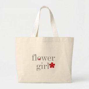 Graues Text-Blumen-Mädchen Jumbo Stoffbeutel