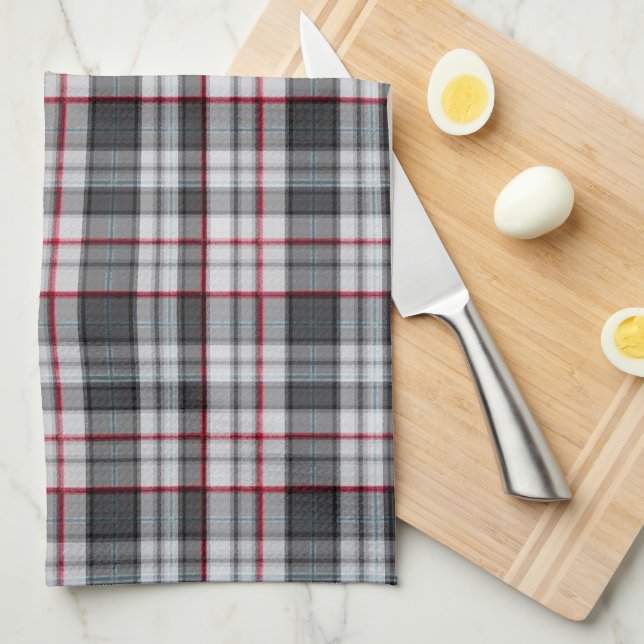 Graues texturiertes Tartan-Karomuster Geschirrtuch (Viertel Falte)