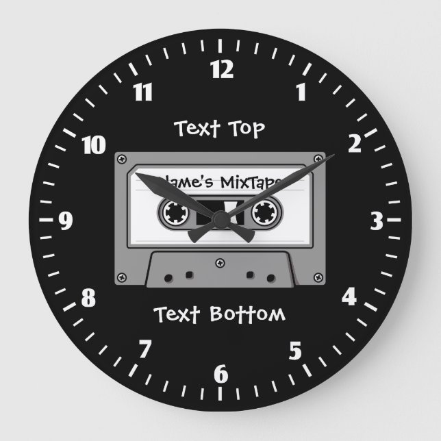 Graues Tonbandband Große Wanduhr (Vorderseite)