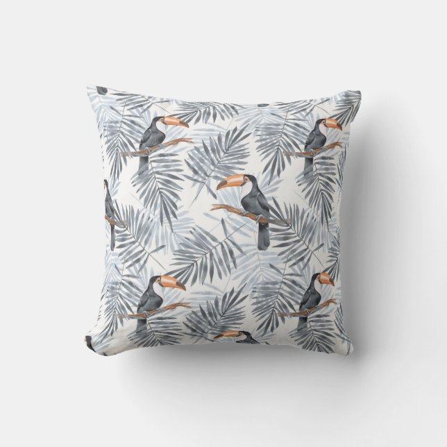 Graues Toucan Kissen (Vorderseite)