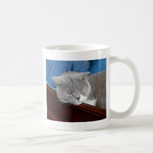 graues u. weißes Katzenschlafen Tasse